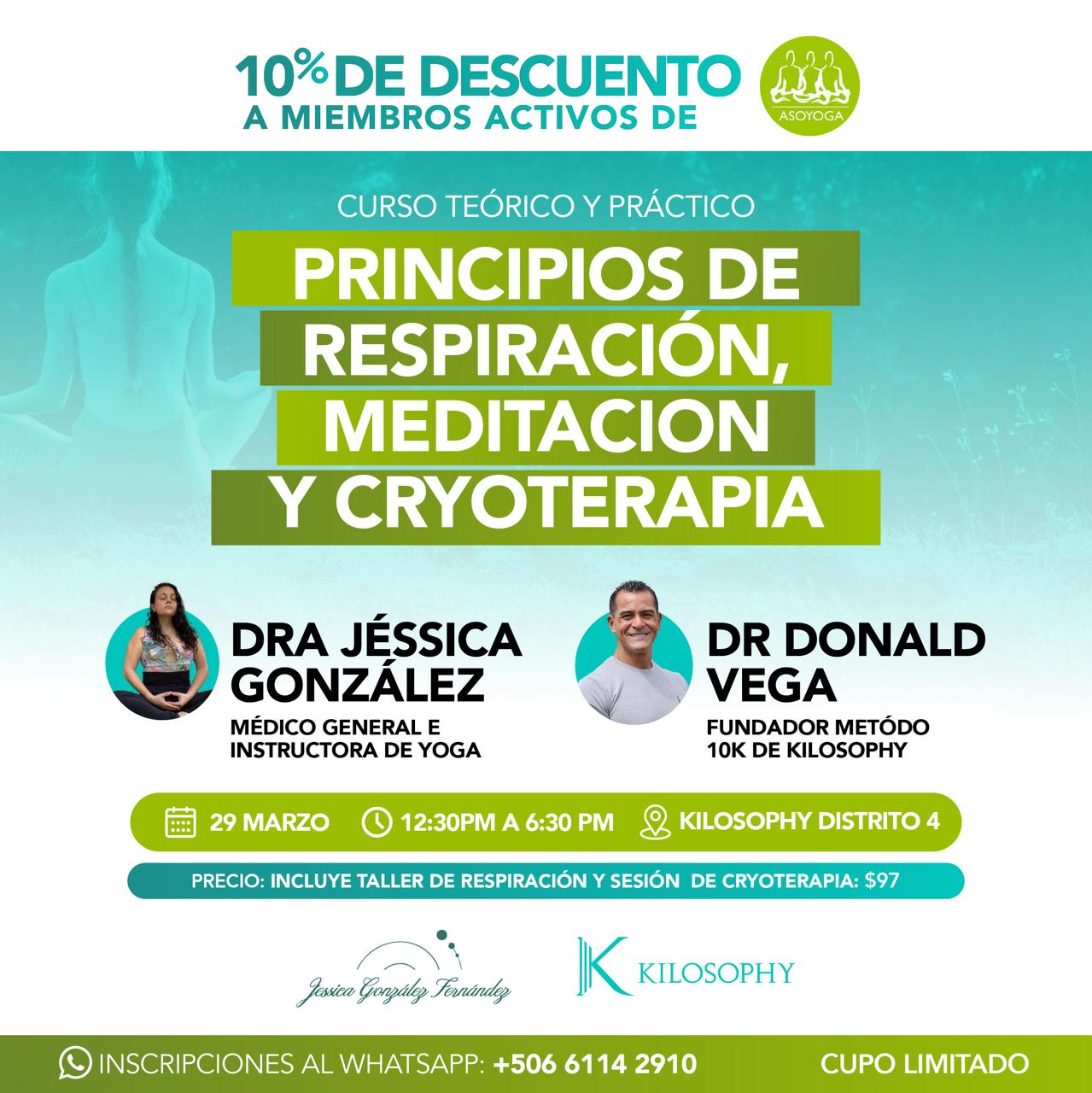 Curso teórico práctico de principios de respiración, meditación y cryoterapia